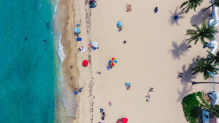 A beach aerial view of a person who downsized their home.