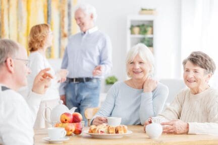 Retired people in home after cutting costs.