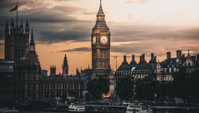 The Big Ben clock tower in London.