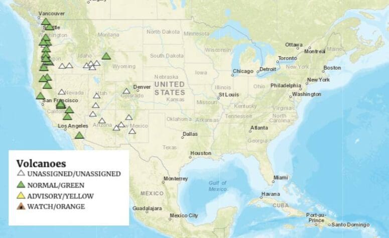 US Active Volcano map