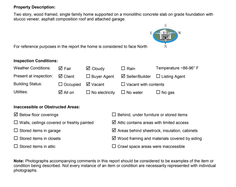 Sample home inspection report.
