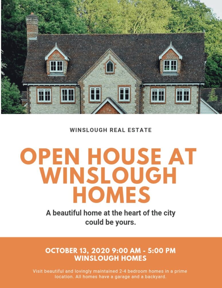 An open house flyer.