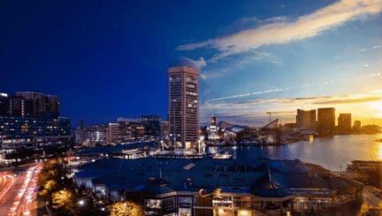The Baltimore inner harbor, where houses are selling fast.