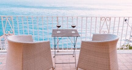 A balcony of a retirement home that is rented.