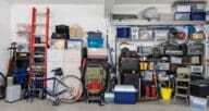 A garage that is in the process of being downsized in a home.