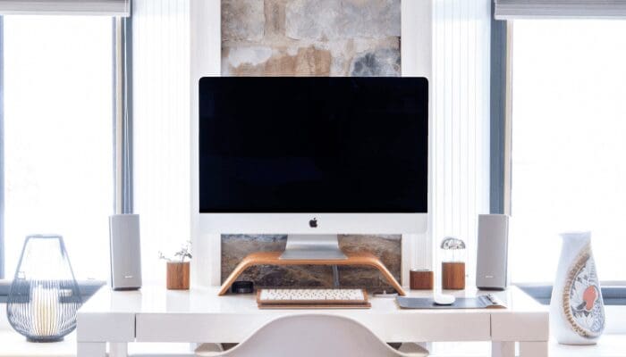 A computer used to find homeowners insurance for a house.