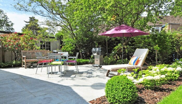 A back yard you should ask questions about in a home tour.