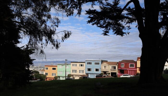 A neighborhood with houses selling on Nextdoor.