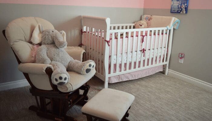 A room in a house that was staged on a budget.