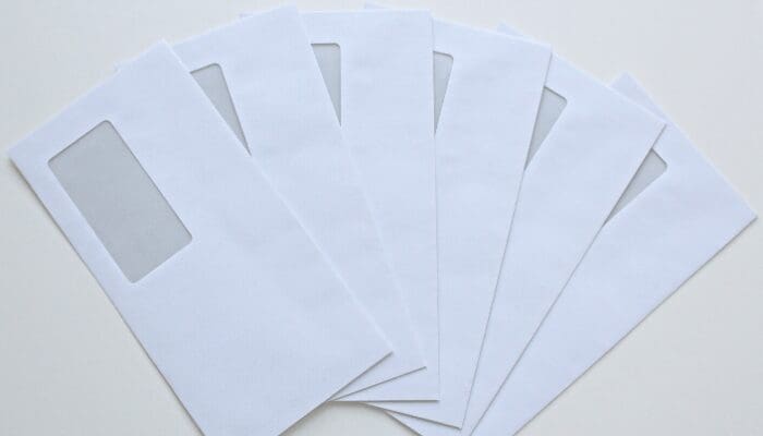 Envelopes used for documents needed for mortgage.