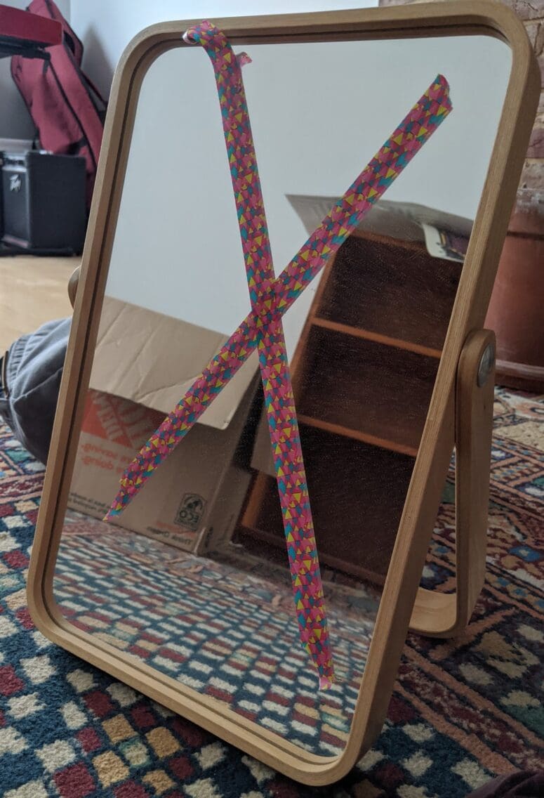 Tape used as a moving hack.