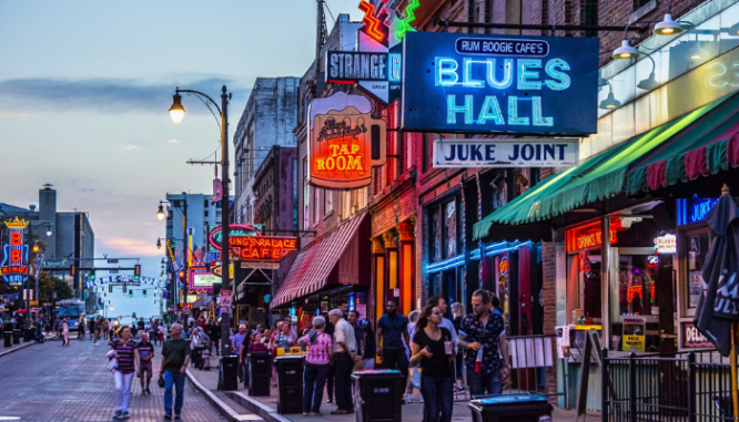 Beale street, near a house you can buy in Memphis.