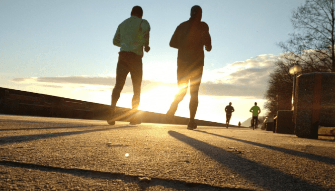 Joggers in Cherry Creek.