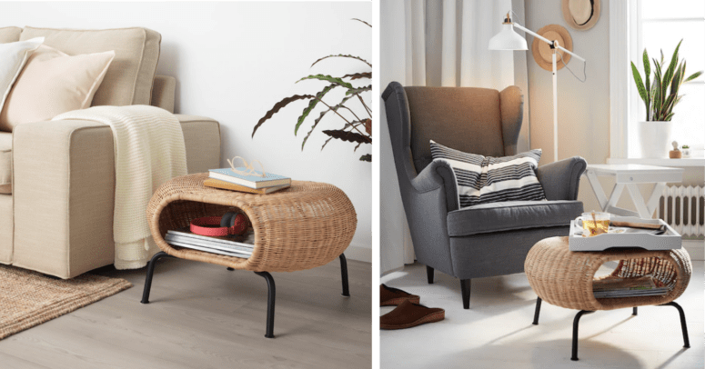 An ottoman used in ikea staging.