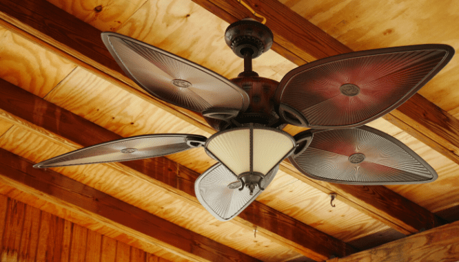 A ceiling fan that needs to be maintained in a home.