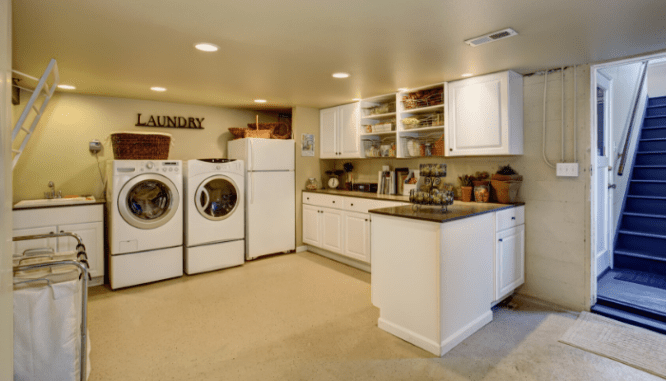 A laundry room that was remodeled.