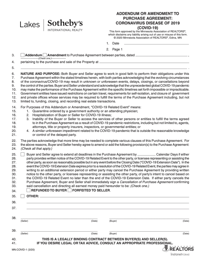A coronavirus clause for a real estate transaction.