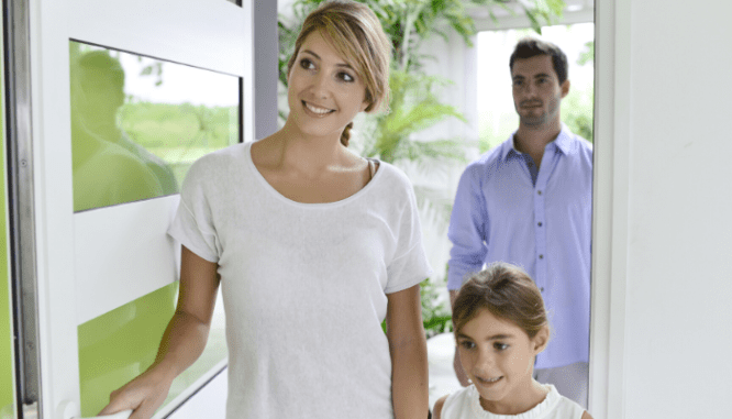 A family seeing an open house.