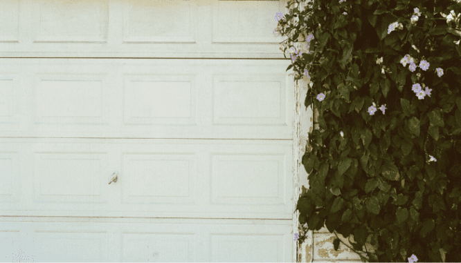 A garage door in a house you could be buying.