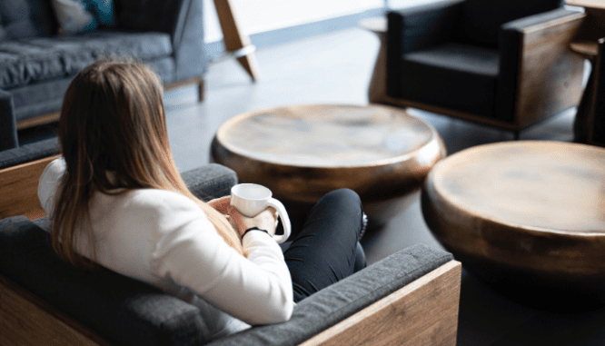 A woman deciding to pay mortgage rather than rent.