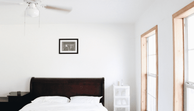 A bed in a house with a mortgage.