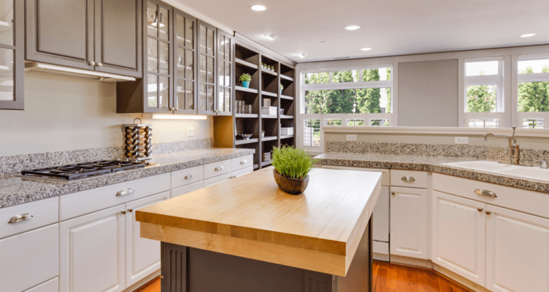 A kitchen in a home staged to sell during coronavirus.