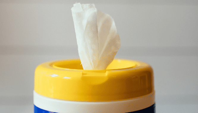 Wipes used when selling a house during coronavirus.