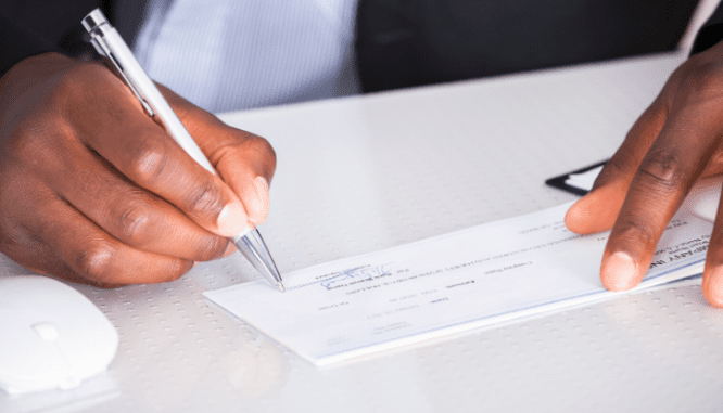 A check used on the day before closing on a house.