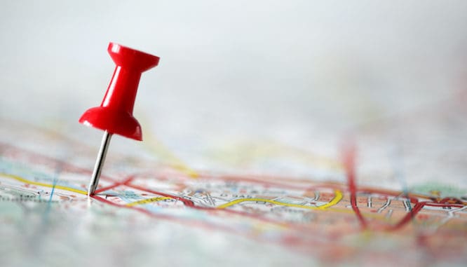 A pin in the map demonstrates that being house-poor is location specific