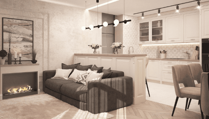 A basement designed to be a fireplace.