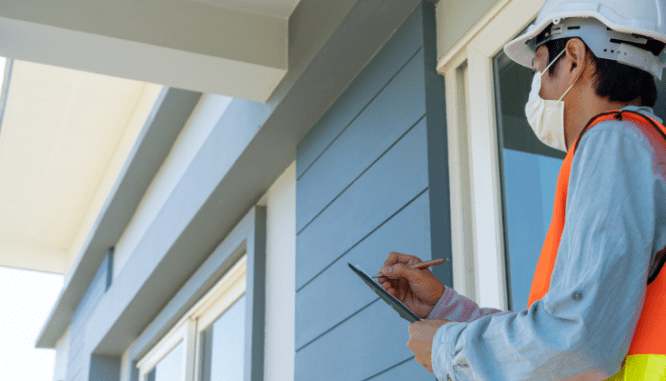 An inspector inspecting a seller's home.