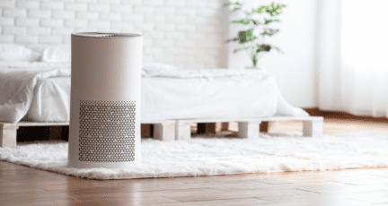 An air purifier in a home with good air quality.