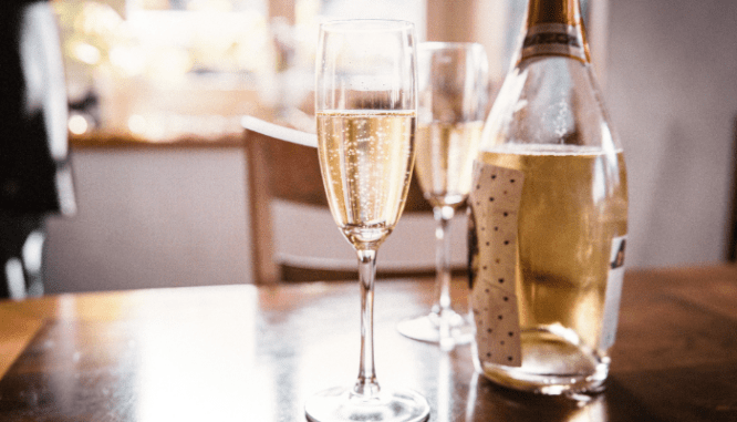 Champagne popped after renting a house.