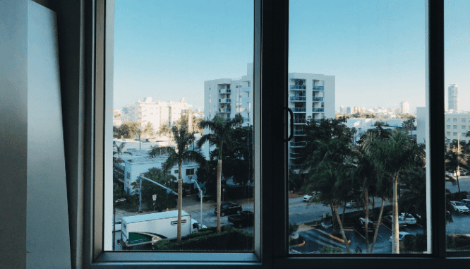 A view from a window of a house in Tampa.