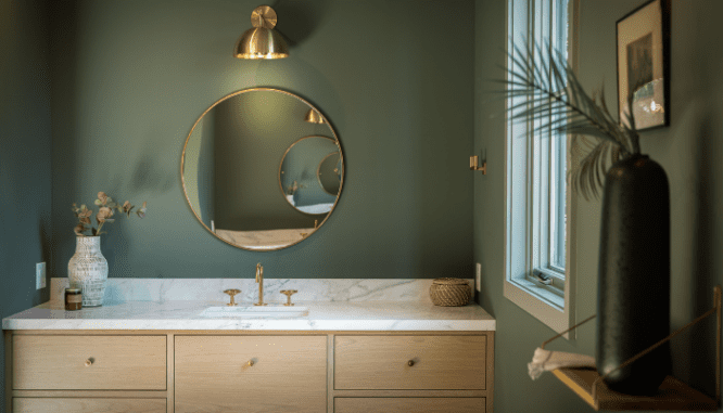 A bathroom in a home with increased home value.