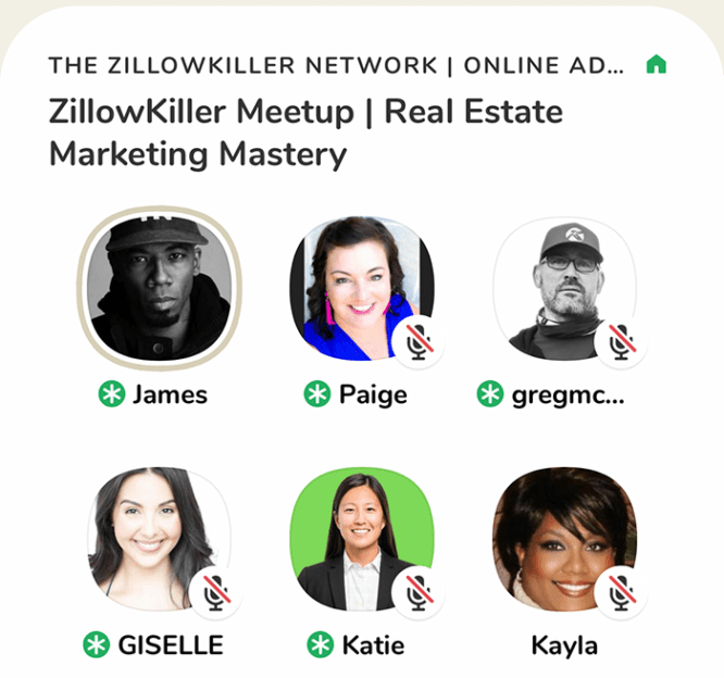 Screenshot: real estate agents using Clubhouse.