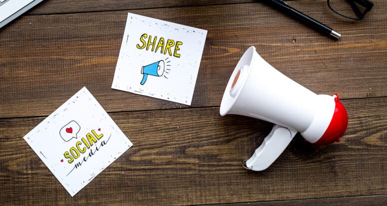 Talking and sharing on social media.