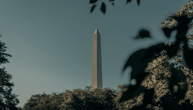 The Washington Monument which is near a house with eminent domain.