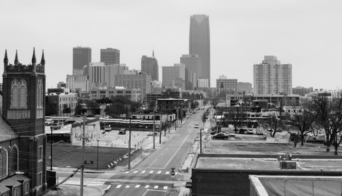 A view of Oklahoma city, where you can buy a house.