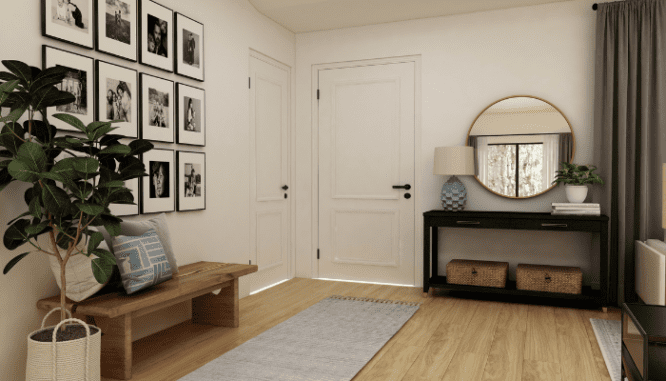 An entryway modeling celebrity interior design.