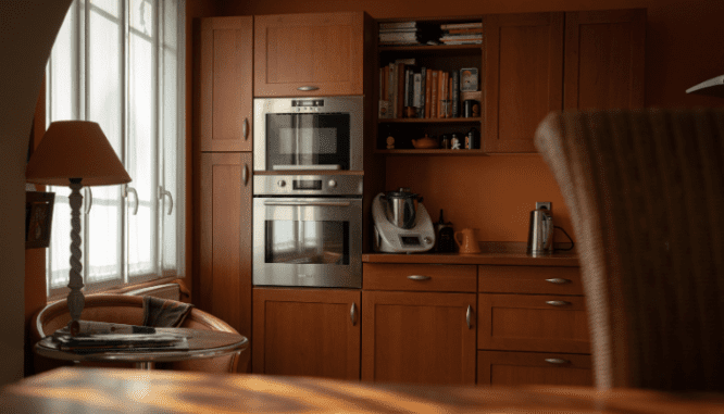 A kitchen in a house that will sell.