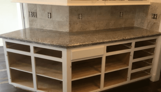 A countertop made of the material terrazzo.