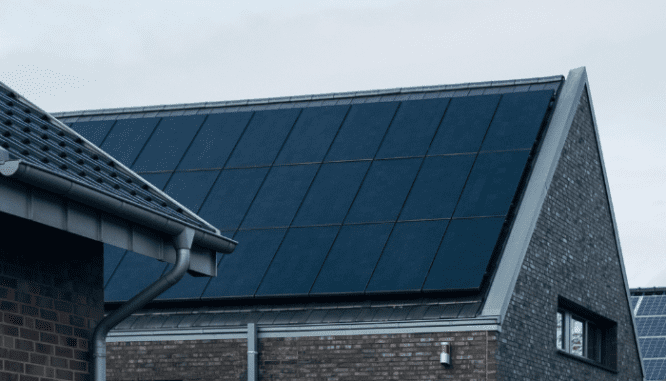 A solar panel on a house that will qualify for a tax break.