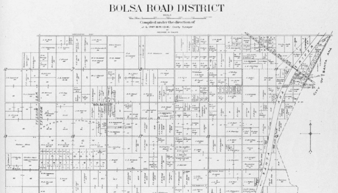 A plat map of Bolsa Road.
