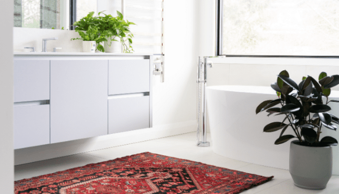 A bathroom that was remodeled for cheap.