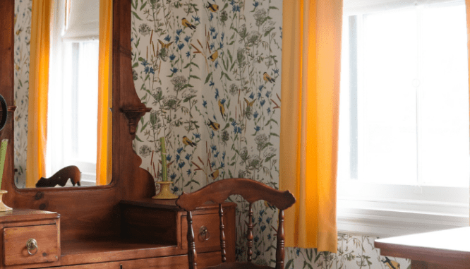 A floral room in the grandmillennial style.