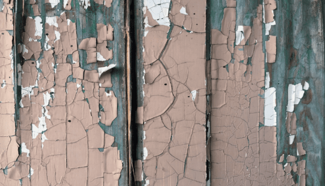 An image of damaged paint to convey what happens to a home sale in a flood.