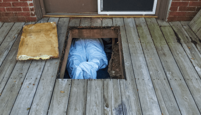 A crawl space means you must crawl under the house.