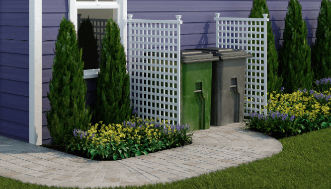 An image of a trash can fence.