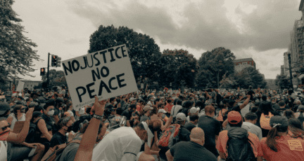 A protest against racism, which is problematic in real estate.